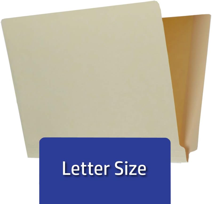 The File King - Manila File Folder - Letter Size - Full Side Tab with Fasteners for Shelf Filing - Box of 50-11 Point : Office Products