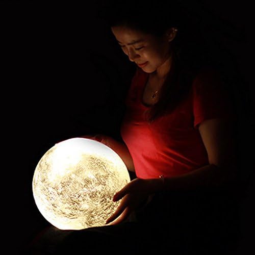 YSB Night Light 3D Printing Moon Lamp Two Colors Switched Light and Shade Can be Adjusted with USB Charging Good Gift to Kids (20cm)