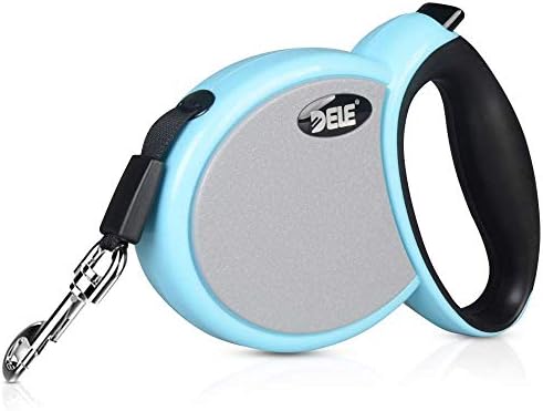 Retractable Dog Leash, Tangle-Free Walking Leash Small Breed Pet Leashes for Small Medium Dogs Up to 33 lbs, Heavy Duty Nylon Tape, One Button Brake and Lock，Blue
