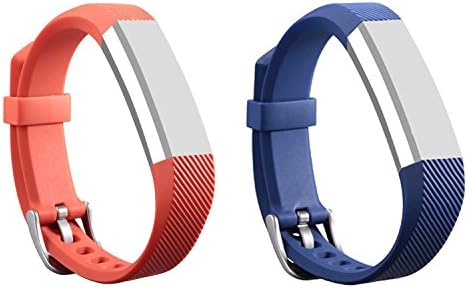 Fitbit Alta Band, Silicone Replacement Band for Fitbit Alta HR and Alta Band With Metal Clasp (Orange&amp;Dark blue/#A, Small 5.5" - 6.7" wrist)