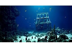 Dtekoj 72X24IN Natural Underwater Aquarium Background, Pictures 3D Fish Reef Fish Tank Decoration Background, with 8 EVA Double-Sided Tape