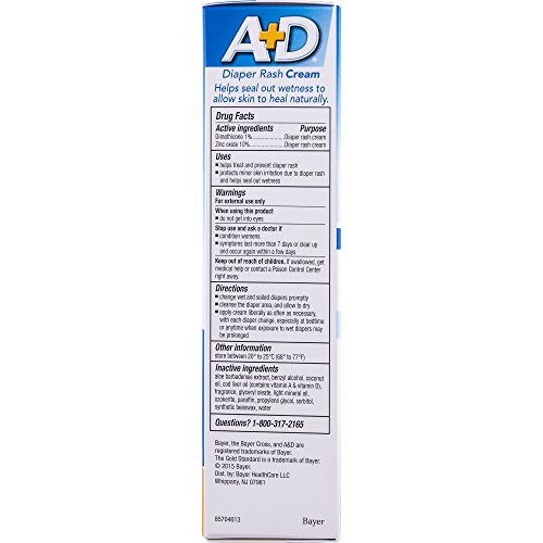 A+D Zinc Oxide Diaper Rash Treatment Cream, Dimenthicone 1, Zinc Oxide