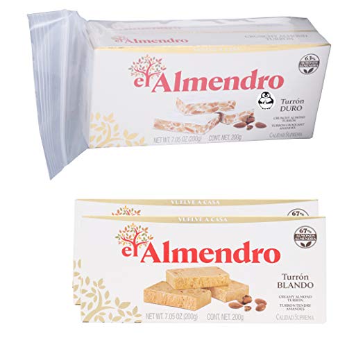 El Almendro Crunchy Almond Nougat and Soft Turron - Creamy Almond Turron Turron Blando y Duro con Almendras Calidad Suprema W/ Premium Penguin Quick Storage Pouch... (4 Pack Hard/Soft) - Thumbnail 3