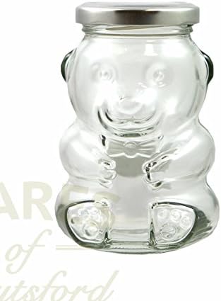 280ml Teddy Bear Shaped Jam Jar (Pack of 12, Silver Lid)