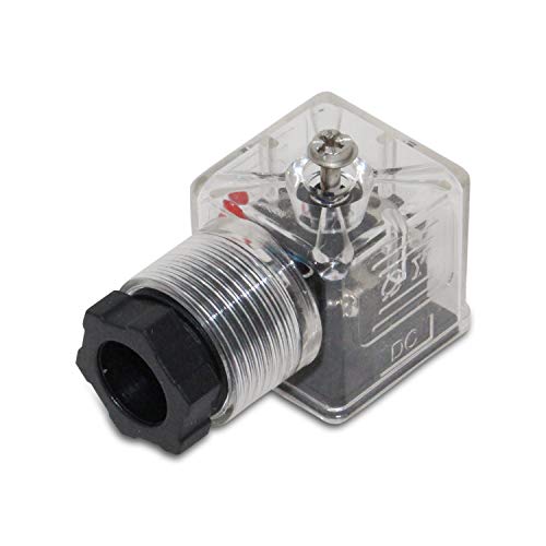 DIN 43650 Type A Solenoid 3 Prong Connector with Led Indicator Light, 12v DC