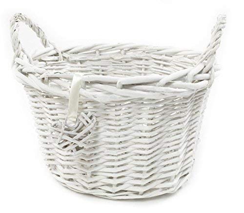 topfurnishing Oval Deep White French Shabby Chic Wicker Kids Children's Easter Egg Hunt Storage Basket[Oval Deep,White,X Large (O) 44x35x28cm]