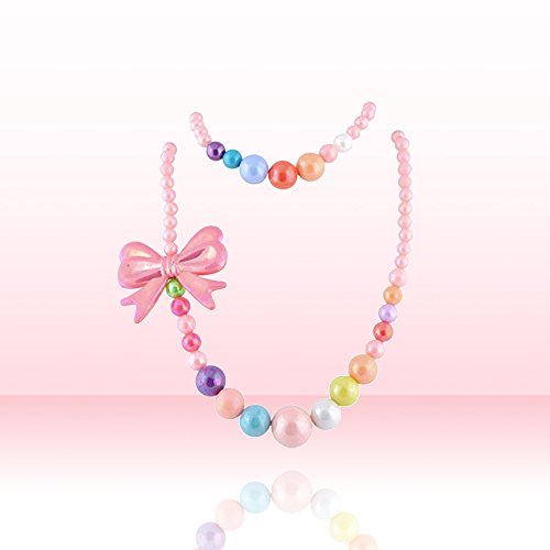 SMITCO Kids Jewelry - for Little Girls and Toddlers to Play Dress Up - Stretch Bow Necklace, Ring and Bracelet Set - Thumbnail 3