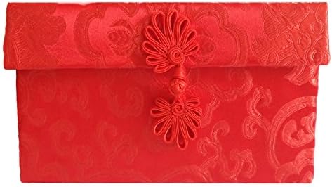 FANTAC CRAFTS Chinese Red Envelope Hongbao Button Embroidery Lucky Money Cash Gift Pocket Wedding New Year (1 piece flower)