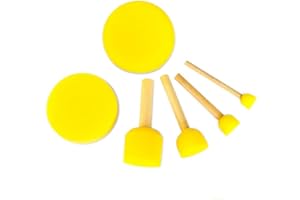6 Pcs Pottery Tool Sponges for Clay, 4 Sponges with Stick 4 Sizes, 1 Round Sponge,1 Oval Sponge, Ceramic Trimming and Shaping