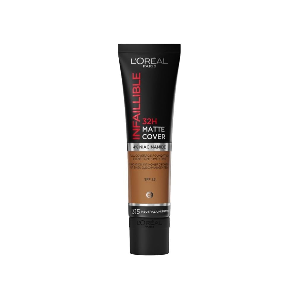 L'Oreal Paris Cover Liquid Foundation, With 4% Niacinamide, Long Lasting, Natural Finish, Available in 20 Shades, SPF 25, Infallible 32H Matte Cover, Shade 315, 30ml — image 1
