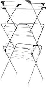 Minky 3 Tier Indoor Clothes Airer, 20m Drying Space, Foldable, Black view 2
