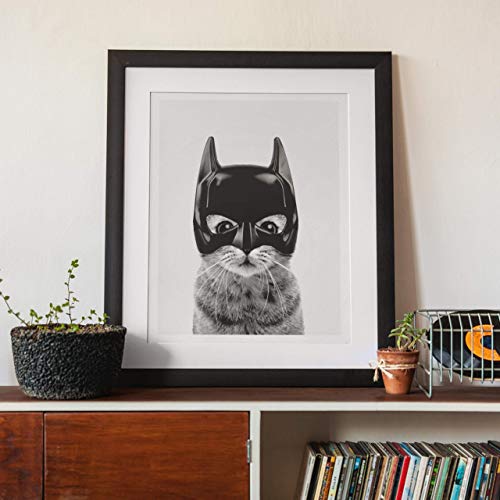 Batman Cat Super Hero Bedroom Decor - Fun and Cute Kids Bedroom Neutral Wall Decor - Children's Room & Nursery Prints - Art Print Poster Wall Decor 11x14 inches, Unframed - Thumbnail 5
