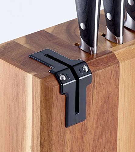EW-MB-1370 juego de bloques de cuchillos de madera de acacia con pies de goma antideslizantes, incl. afilador de cuchillos integrado, 6 piezas