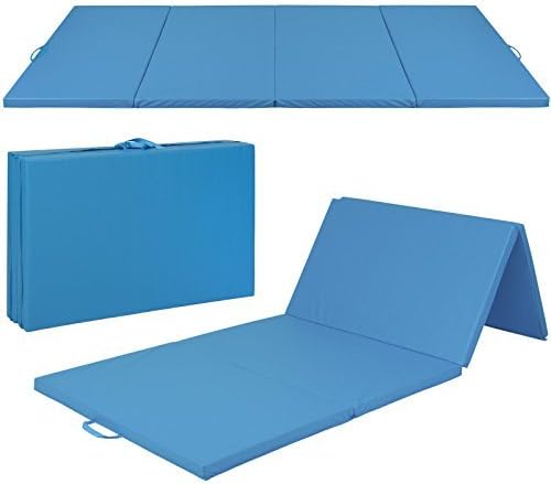 4'x10'x2" Gymnastics Gym Folding Exercise Aerobics Mats Blue Stretching Yoga Mat