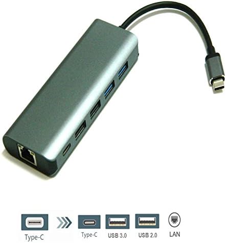 XINYINGER USB Type C Hub; USB Type C LAN, USB Type C PD (Power Delivery), USB Type C USB 3.0; Gigabit Ethernet, PD charging, For USB C port device like MacBook / ChromeBook Pixel (GRAY)