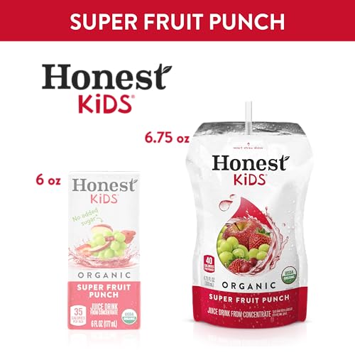 HONEST KIDS, ORGANIC SUPER FRUIT PUNCH, 6.75 FL OZ POUCHES, 8 PACK