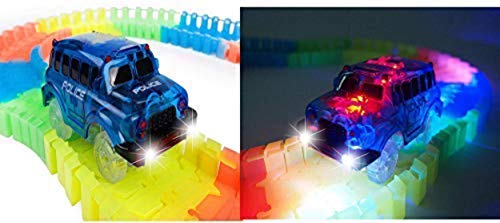 [4-Pack] Track Replacement Race Cars Toy | Train Cars w/ 5 LED Lights | Glow in The Dark | for Independent & Track Play | Track Accessories Compatible with Most Tracks for Boys and Girls - Thumbnail 7