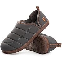 LongBay Men's Outdoor Slippers Two Tone Warm Memory Foam Slip On Indoor House Shoes bedroom Loafers