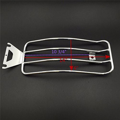 HK MOTO Motorcycle Chrome Steel Rear Shelf Fender Rack Plated Luggage Shelf 14"x6" For Harley Davidson FLHR Road King FLHRC FLHRS FLHT Electra Glide FLHX Street Glide FLTR Road Glide