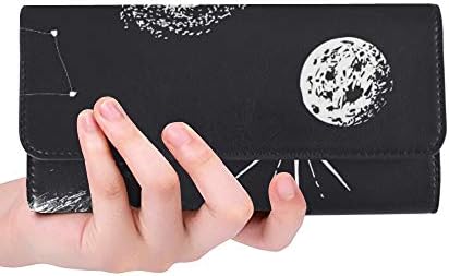 Unique Custom Universe Space Star Planet Solar System Women Trifold Wallet Long Purse Credit Card Holder Case Handbag