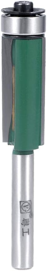 sourcing map Router Bit 1/4 Shank 1/2 inch Cutting Dia. 30mm Depth Flush Trim Bit with Bearing 2 Flutes HSS for Woodworking Milling Cutter Tool