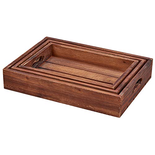 Barnyard Designs Rustic Farmhouse Wooden Serving Trays with Handles