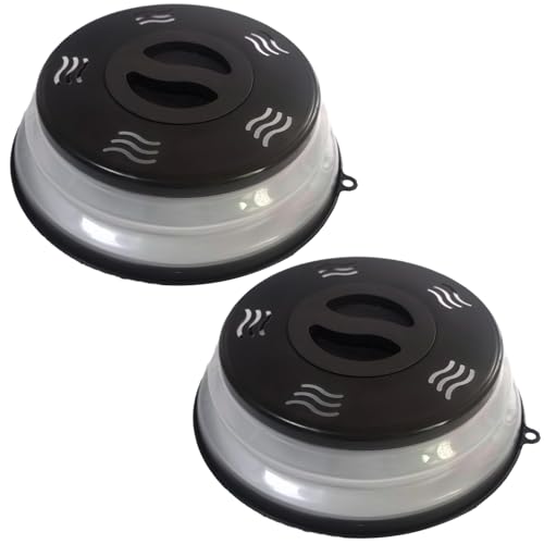 Microwave Splatter Cover Vented for Food, Splatter Guard & Colander Kitchen Gadget for Fruit Vegetables Microwave Plate Cover with Hook Hole,Dishwasher-Safe,BPA-Free Silicone & Plastic (2Pack)