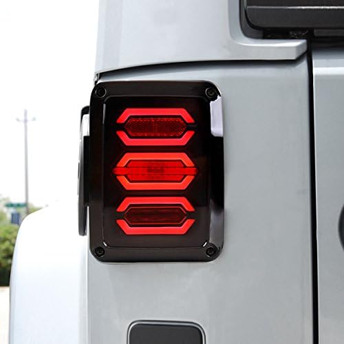 AMERICAN MODIFIED Jeep Wrangler Tail Lights Reverse Light Turn Signal Lamp Running Lights Smoked Avenger Jeep Wrangler Accessories JK JKU & Unlimited,2007-2018-Black(Pair)