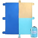 Spofine Beach Blanket Sand Proof, Oversized 10’X 9′ Beach Mat Sand Free, Compact Sand Blanket, Giant Beach Towel Sand Fall Through, Quick Dry, 6 Sand Anchors & 2 Pockets.