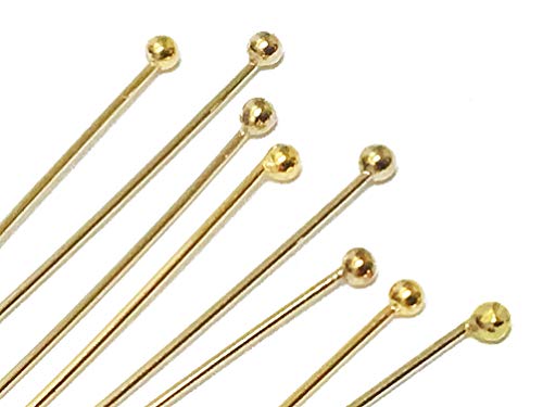14K Gold Filled Headpin with 1.2mm Ball End, 1.5 Inch, 26 Gauge, Choose Package Size (50)