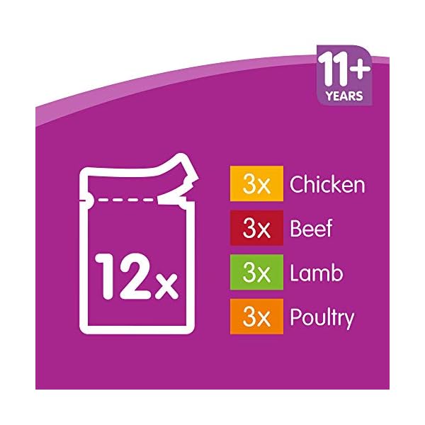Whiskas-11-Wet-Food-for-Senior-Cats-Meaty-Selection-in-Gravy-12-x-100-g Whiskas wet pouches, delicious and tasty meaty selection in gravy, suitable for senior cats aged 11+, (12 Pouches x 100…