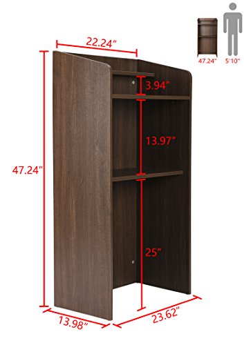 FIVEGIVEN Standing Lectern Podium Wood, Floor Lectern with Shelf Espresso