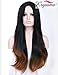 K'ryssma Ombre Brown Long Straight Synthetic Hair Machine Made Wigs 22inches Two Tone Black To Brown Natural Straight None Lace Wig Beautiful Looking Women's Full Wigs Heat Resistant