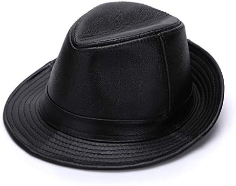 Aifulai Men's hat top layer cowhide middle and old aged autumn and winter British gentleman jazz hat stereo cutting sweat is not stuffy