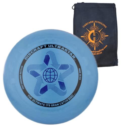 Discraft Ultrastar 175g Flying Disc - Ultimate Frisbee Competition Spec - Includes Cascade Juggling Bag (Recycled Blue)
