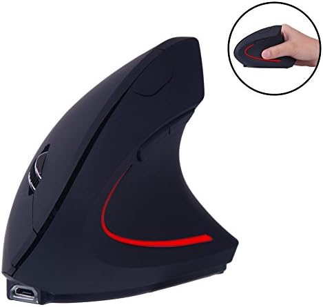 iMoreGro 2.4G Wireless Portable Vertical Ergonomic Optical Mouse with USB Receiver for for Notebook, PC, Laptop, Computer - Black