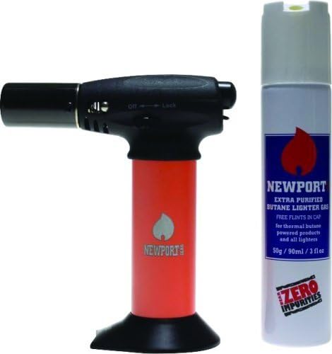 NEWPORT JR TURBO CHARGED TORCH & BUTANE CAN COMBO NTJR056 ORANGE 6"