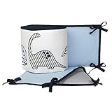 Lambs & Ivy Baby Dino Blue/White Dinosaur 4-Piece Baby Crib Bumper Pads Set