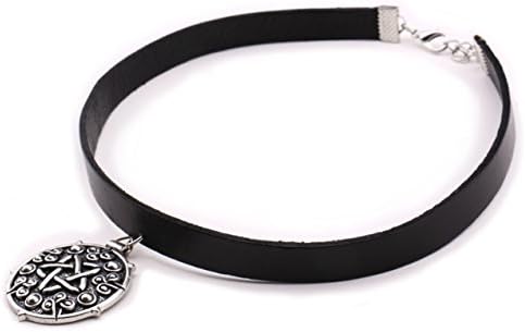 Witcher 3 Silver Medallion Pendant Necklace Choker- Game Witcher 3 Yennefer Medallion Black Leather Choker Necklace with Pendant for Women Girls