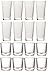 Circleware Theory Huge Set of 16 Drinking Glasses, 8-15.75oz. and 8-12.5oz. Double Old Fashioned Whiskey Glass, Clear, Lead-Free Glass Drink Cups