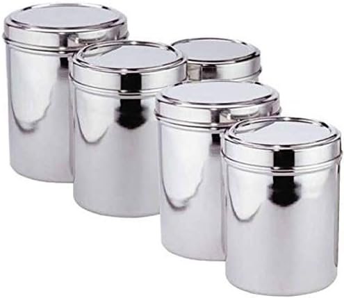 PEEZSTEEL Stainless Steel Set of 5 Deep Dabba - 500 ml, 750 ml, 1000 ml, 1250 ml, 1500 ml Steel Grocery Container, Fridge Container, Utility Box (Pack of 5, Silver)