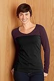 Fair Indigo Organic Pima Cotton V-neck Colorblock Tee