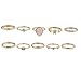 LUX ACCESSORIES Goldtone Druzy Star Celestial Novelty Stackable 10PC Ring Set