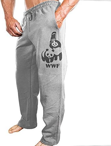 FALKING Men's Funny Cotton Sport Panda Bear Wrestling Sweatpants XL Ash