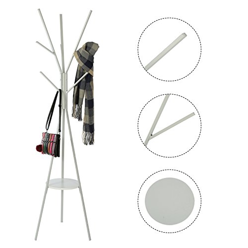 MULSH Standing Coat Rack Hat Hanger Coat Rack Hooks Coat Rack Hall Tree Entryway Standing Hat Jacket Coat Hanger Rack in Grey,17.72"x17.72"x73.46"(WxDxH)