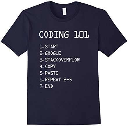 Mens Coding 101 Funny Programming T-Shirt Small Navy