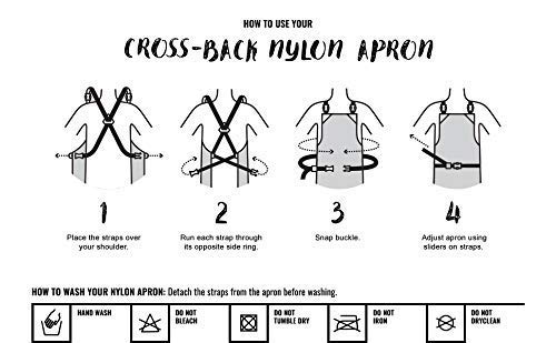 Cross-Back Barber Black Apron - Heavy-Duty Nylon, Water Chemical Resistant, Zipped Pockets, No-Tie, Split-Leg - Adjustable Men, Women - Pro Hair Stylist, Salon, Colorist, Artist