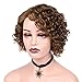 FAVE Short Curly Bob Wigs 100% Brazilian Virgin Human Hair Wigs for Black Women Honey Blonde Pixie Cut Lace Part Wig Glueless Bob Wigs Human Hair Pre Plucked(30#,8 Inches)
