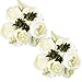 Ogrmar Vintage Artificial Peony Silk Flowers Bouquet for Decoration (White x2)