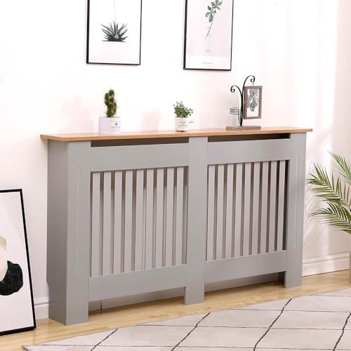 Home Source Radiator Cover Wooden Wall Cabinet Grey Oak 152cm Large